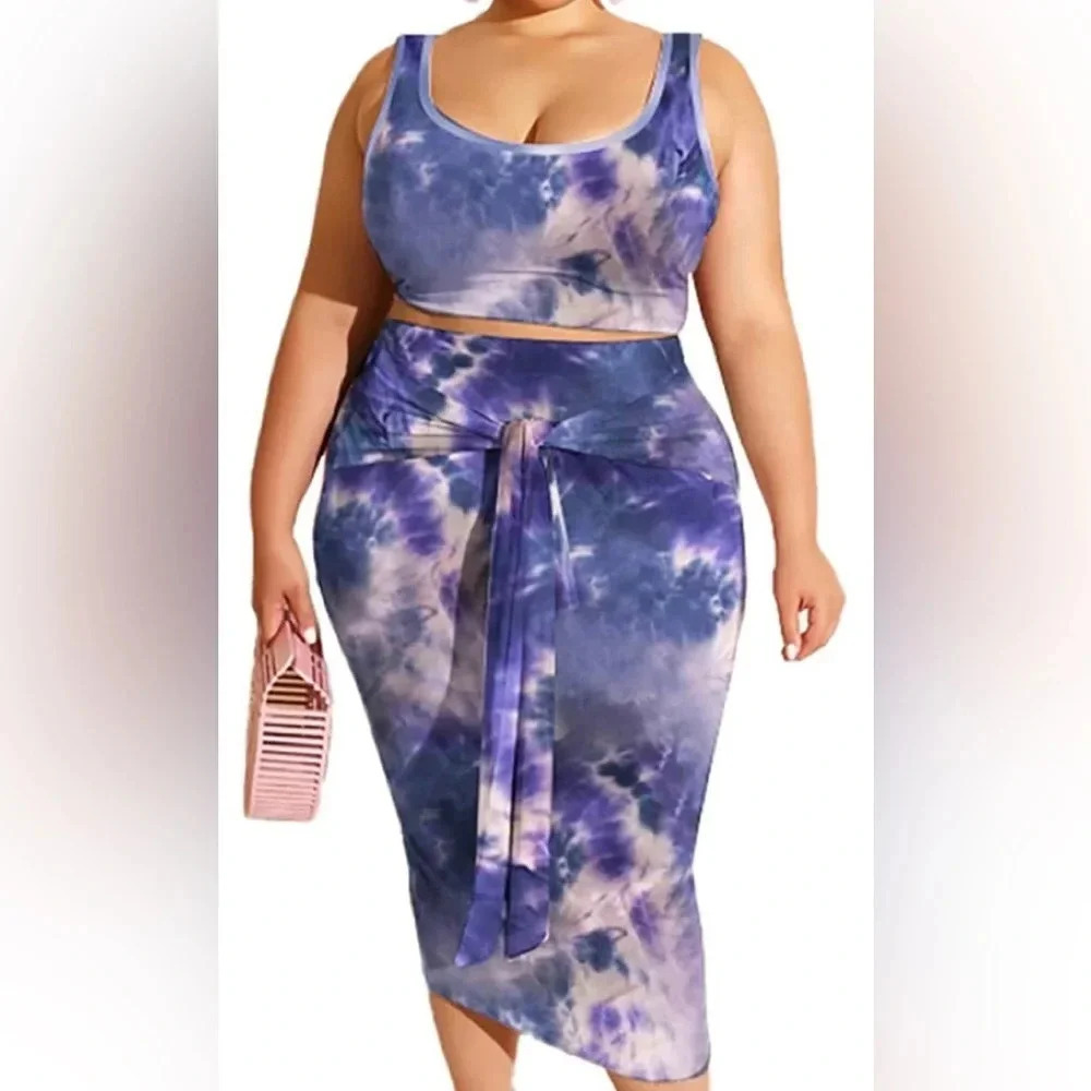 Stretchy 2 Piece Dresses Bodycon
Tanks Crop Top Bandage Midi Ski…